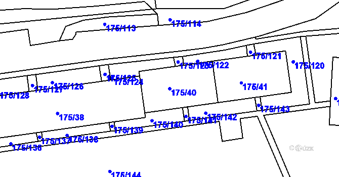 Parcela st. 175/40 v KÚ Dobětice, Katastrální mapa