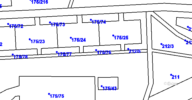 Parcela st. 175/76 v KÚ Dobětice, Katastrální mapa
