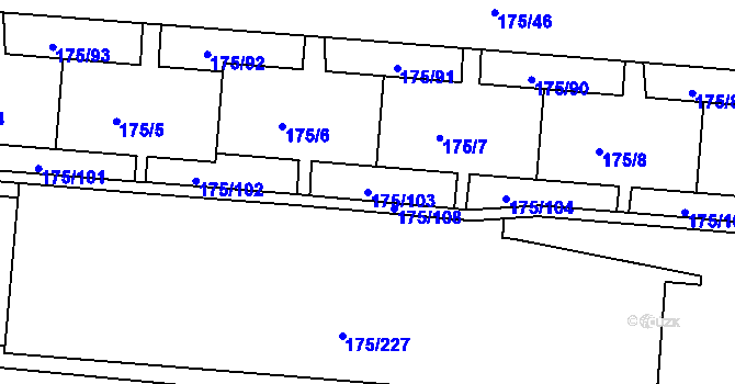Parcela st. 175/103 v KÚ Dobětice, Katastrální mapa