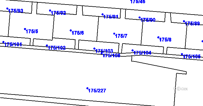 Parcela st. 175/108 v KÚ Dobětice, Katastrální mapa