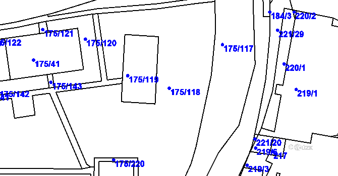 Parcela st. 175/118 v KÚ Dobětice, Katastrální mapa