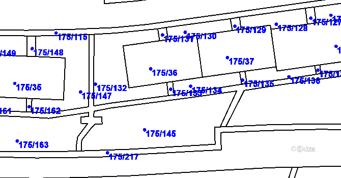 Parcela st. 175/133 v KÚ Dobětice, Katastrální mapa