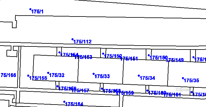 Parcela st. 175/152 v KÚ Dobětice, Katastrální mapa
