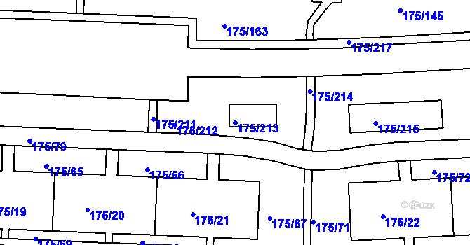 Parcela st. 175/213 v KÚ Dobětice, Katastrální mapa