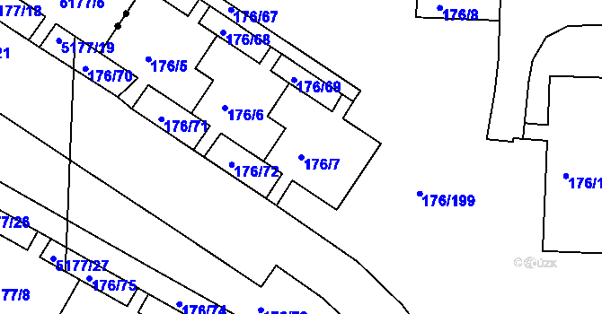 Parcela st. 176/7 v KÚ Dobětice, Katastrální mapa