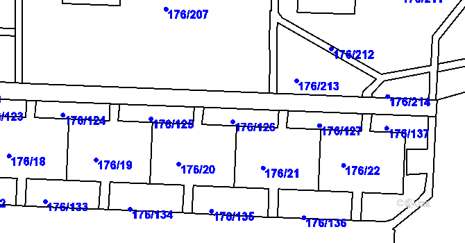 Parcela st. 176/126 v KÚ Dobětice, Katastrální mapa