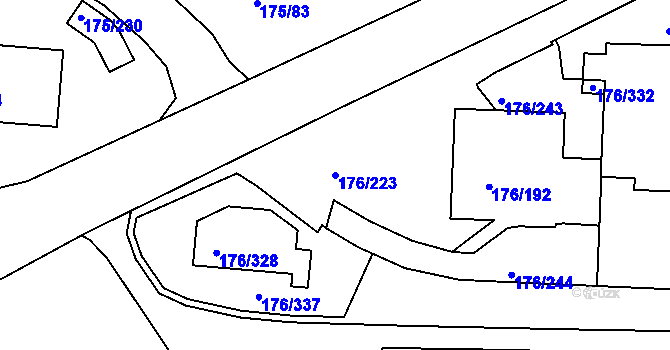 Parcela st. 176/223 v KÚ Dobětice, Katastrální mapa