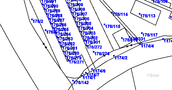 Parcela st. 176/272 v KÚ Dobětice, Katastrální mapa