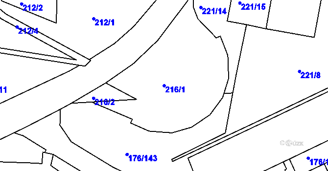 Parcela st. 216/1 v KÚ Dobětice, Katastrální mapa