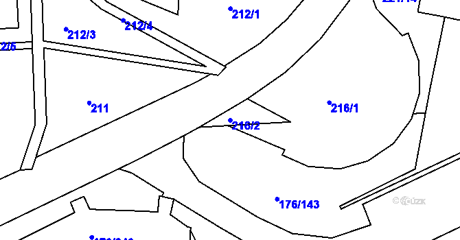 Parcela st. 216/2 v KÚ Dobětice, Katastrální mapa