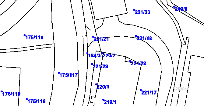Parcela st. 220/2 v KÚ Dobětice, Katastrální mapa
