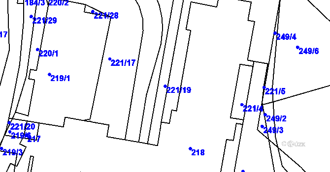 Parcela st. 221/19 v KÚ Dobětice, Katastrální mapa