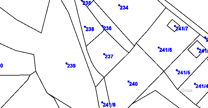 Parcela st. 237 v KÚ Dobětice, Katastrální mapa