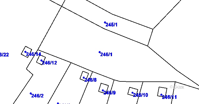 Parcela st. 246/1 v KÚ Dobětice, Katastrální mapa