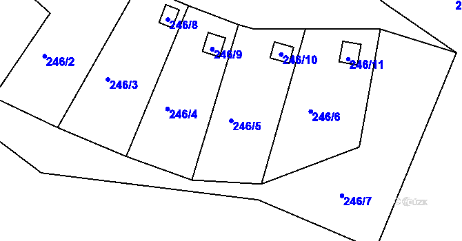 Parcela st. 246/5 v KÚ Dobětice, Katastrální mapa