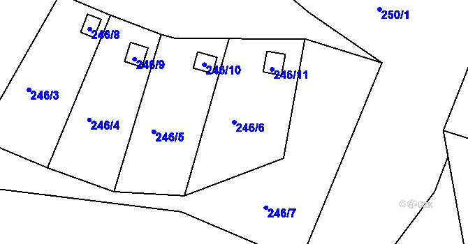 Parcela st. 246/6 v KÚ Dobětice, Katastrální mapa