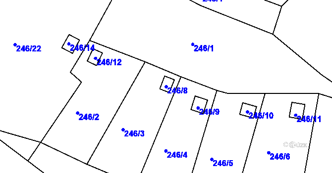 Parcela st. 246/8 v KÚ Dobětice, Katastrální mapa