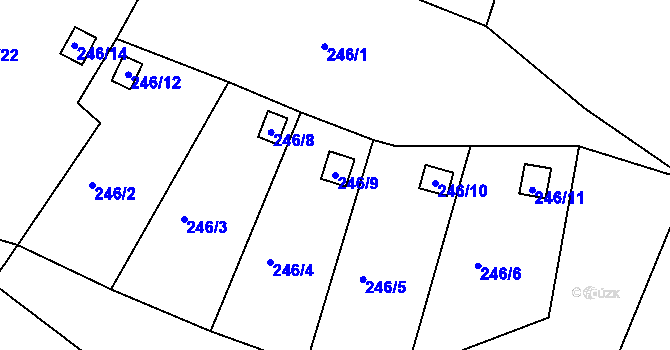 Parcela st. 246/9 v KÚ Dobětice, Katastrální mapa