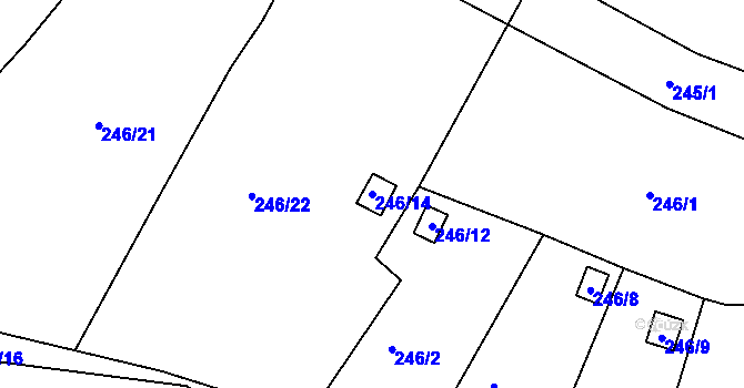 Parcela st. 246/14 v KÚ Dobětice, Katastrální mapa