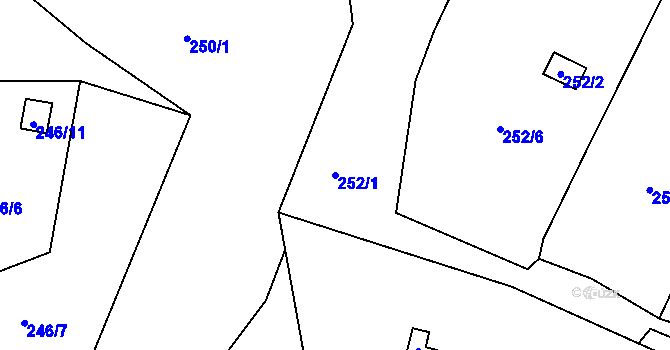 Parcela st. 252/1 v KÚ Dobětice, Katastrální mapa