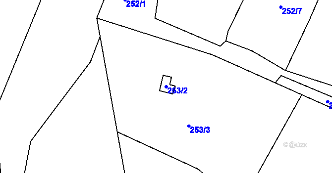 Parcela st. 253/2 v KÚ Dobětice, Katastrální mapa