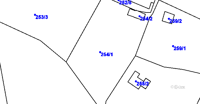 Parcela st. 254/1 v KÚ Dobětice, Katastrální mapa