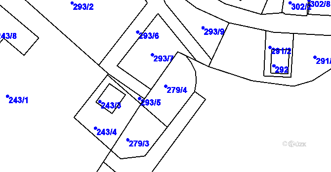 Parcela st. 279/4 v KÚ Dobětice, Katastrální mapa