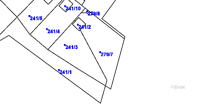 Parcela st. 279/7 v KÚ Dobětice, Katastrální mapa