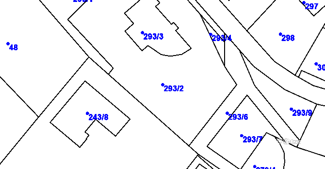 Parcela st. 293/2 v KÚ Dobětice, Katastrální mapa