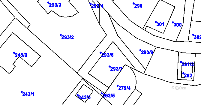 Parcela st. 293/6 v KÚ Dobětice, Katastrální mapa