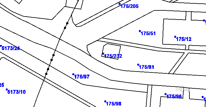 Parcela st. 175/232 v KÚ Dobětice, Katastrální mapa