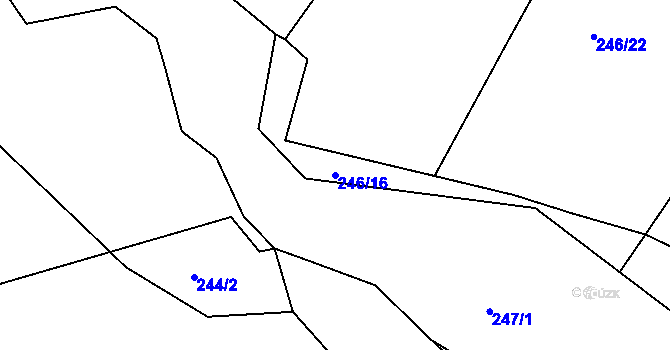 Parcela st. 246/16 v KÚ Dobětice, Katastrální mapa