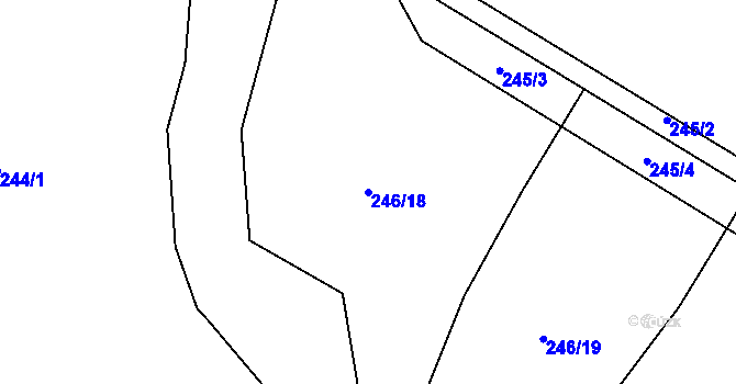 Parcela st. 246/18 v KÚ Dobětice, Katastrální mapa