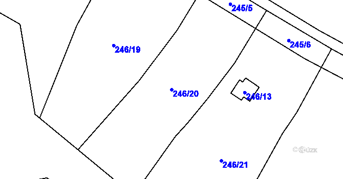 Parcela st. 246/20 v KÚ Dobětice, Katastrální mapa