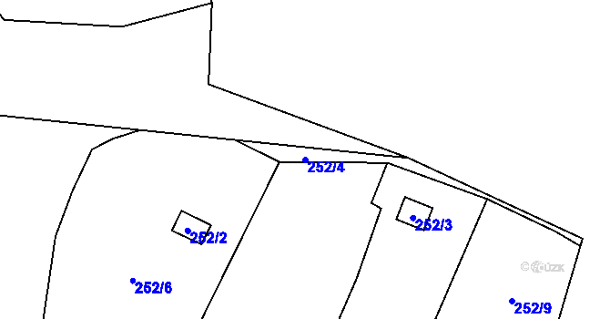 Parcela st. 252/4 v KÚ Dobětice, Katastrální mapa
