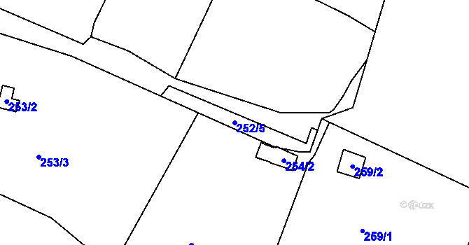 Parcela st. 252/5 v KÚ Dobětice, Katastrální mapa