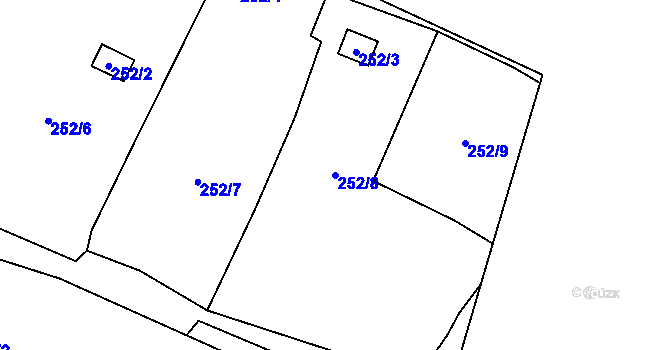 Parcela st. 252/8 v KÚ Dobětice, Katastrální mapa