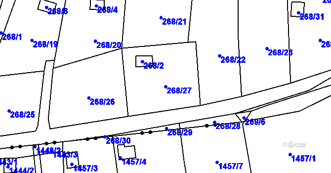 Parcela st. 268/27 v KÚ Dobětice, Katastrální mapa