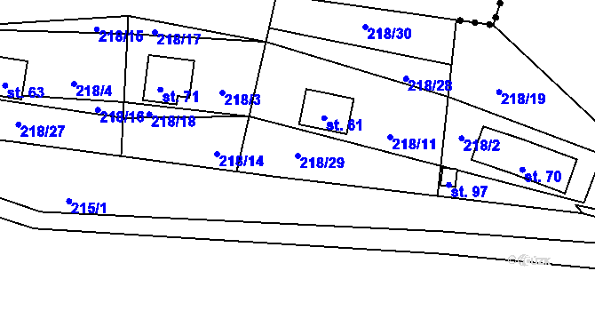 Parcela st. 218/29 v KÚ Milíkov u Stříbra, Katastrální mapa