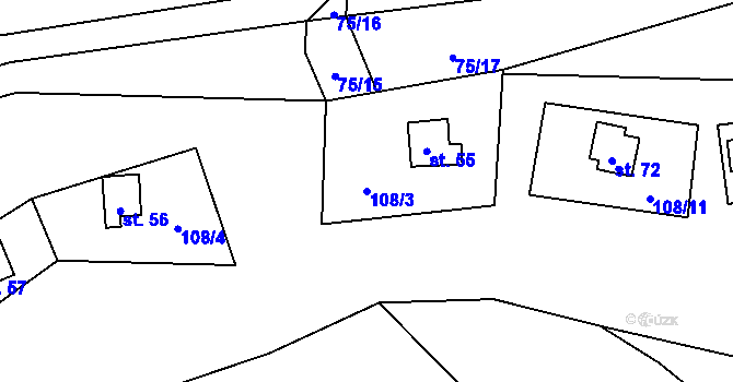 Parcela st. 108/3 v KÚ Milíkov u Stříbra, Katastrální mapa