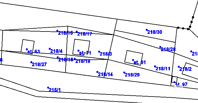 Parcela st. 218/3 v KÚ Milíkov u Stříbra, Katastrální mapa