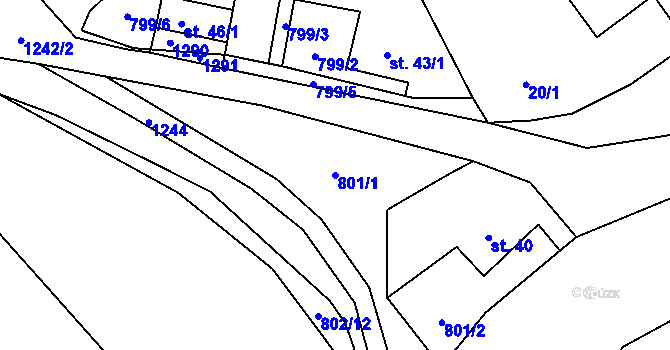 Parcela st. 801/1 v KÚ Milíkov u Stříbra, Katastrální mapa