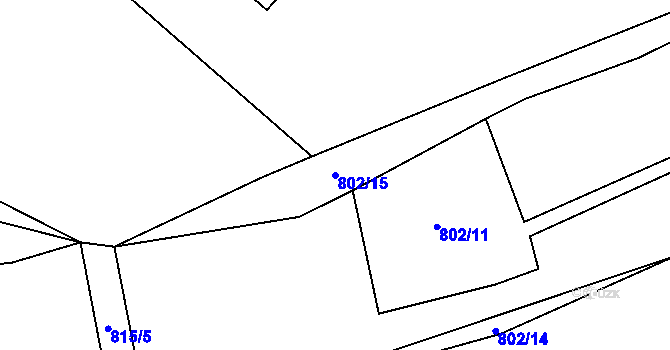 Parcela st. 802/15 v KÚ Milíkov u Stříbra, Katastrální mapa