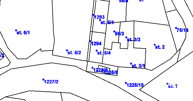 Parcela st. 5/4 v KÚ Milíkov u Stříbra, Katastrální mapa