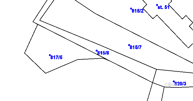 Parcela st. 815/8 v KÚ Milíkov u Stříbra, Katastrální mapa