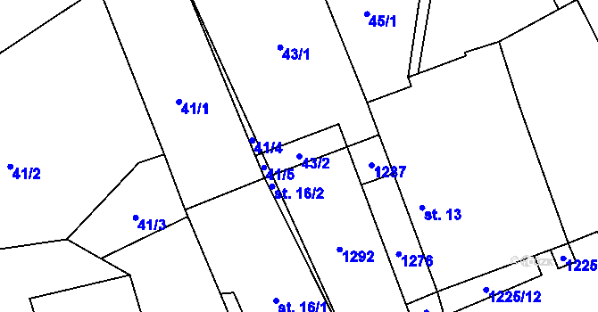 Parcela st. 43/2 v KÚ Milíkov u Stříbra, Katastrální mapa