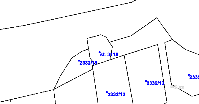 Parcela st. 3118 v KÚ Stříbro, Katastrální mapa