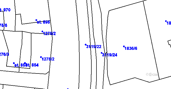 Parcela st. 3119/22 v KÚ Stříbro, Katastrální mapa