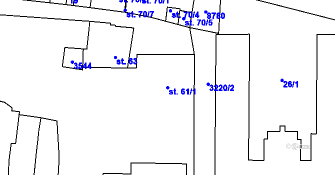 Parcela st. 61/1 v KÚ Stříbro, Katastrální mapa