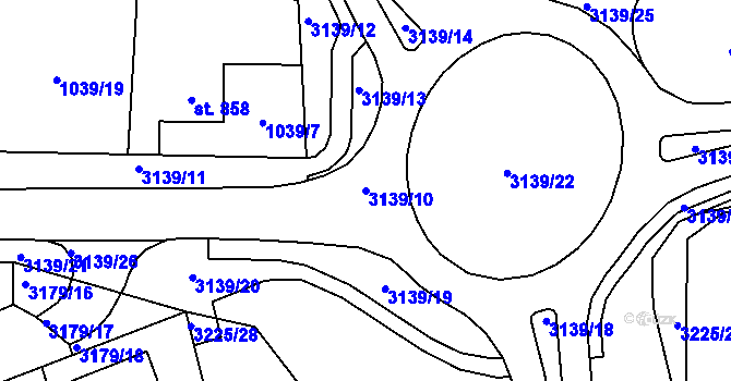 Parcela st. 3139/10 v KÚ Stříbro, Katastrální mapa